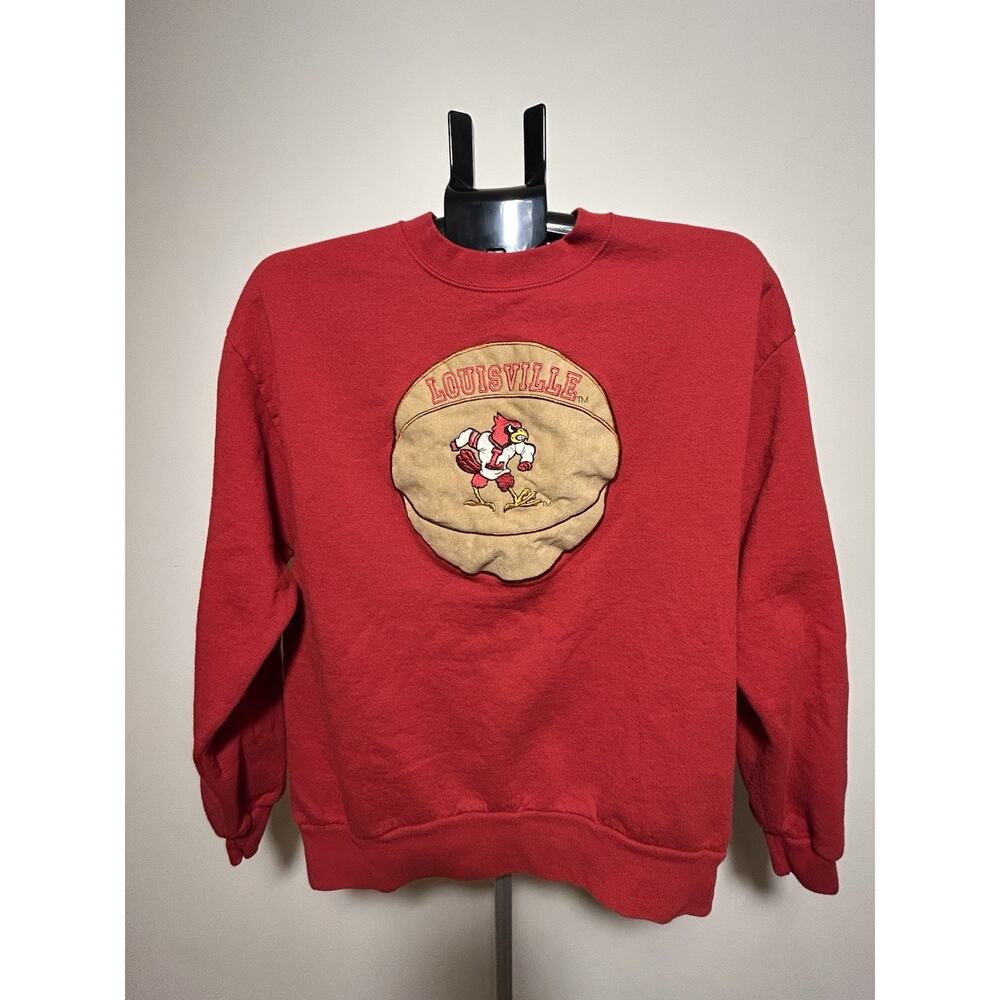 Vintage Louisville Cardinals Sweatshirt Jerzees USA Made Red Size L